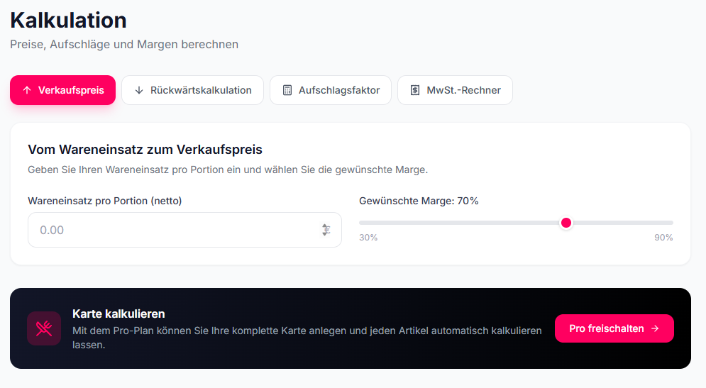 REVENU Kalkulation (Gastro + Hotel)