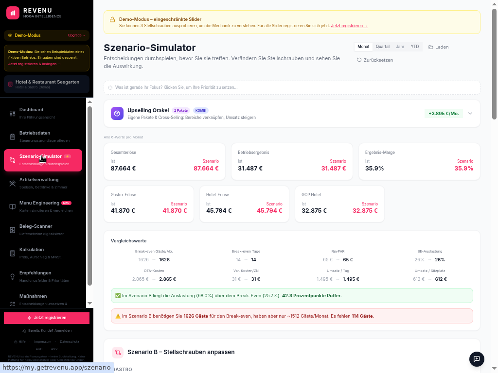 REVENU Szenario-Simulator mit KI-Bewertung